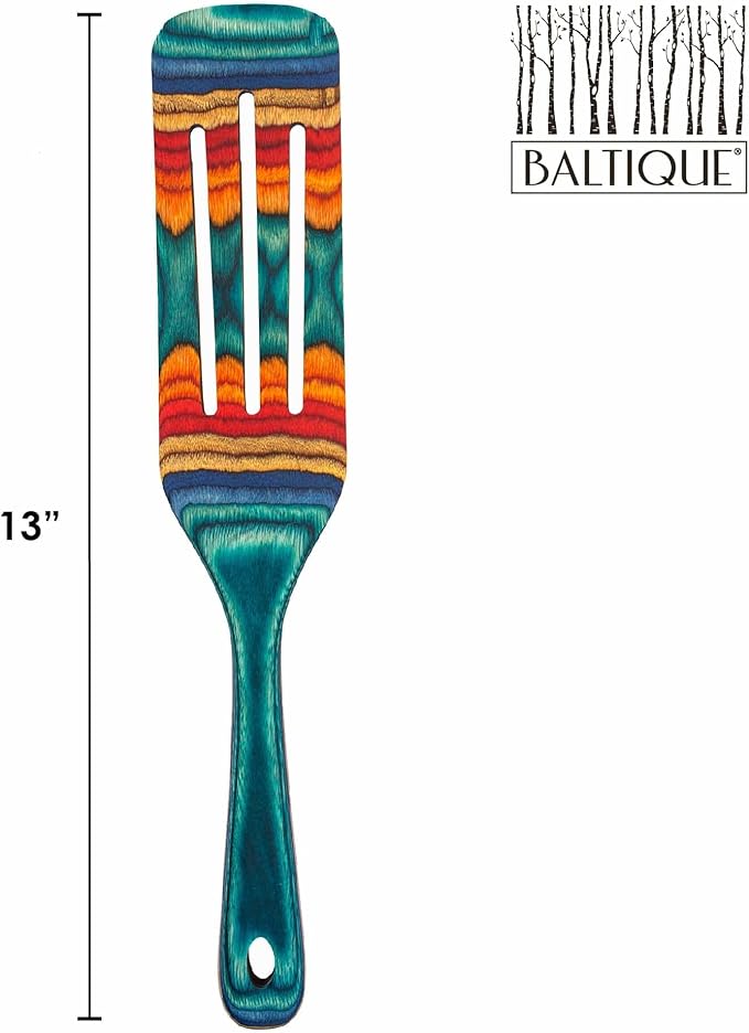 Baltique Montego Bay Collection 13" Wooden Spurtle Spatula – Colorful Birch Wood Cooking Utensil, Nonstick Safe, Versatile Stirring & Serving Tool