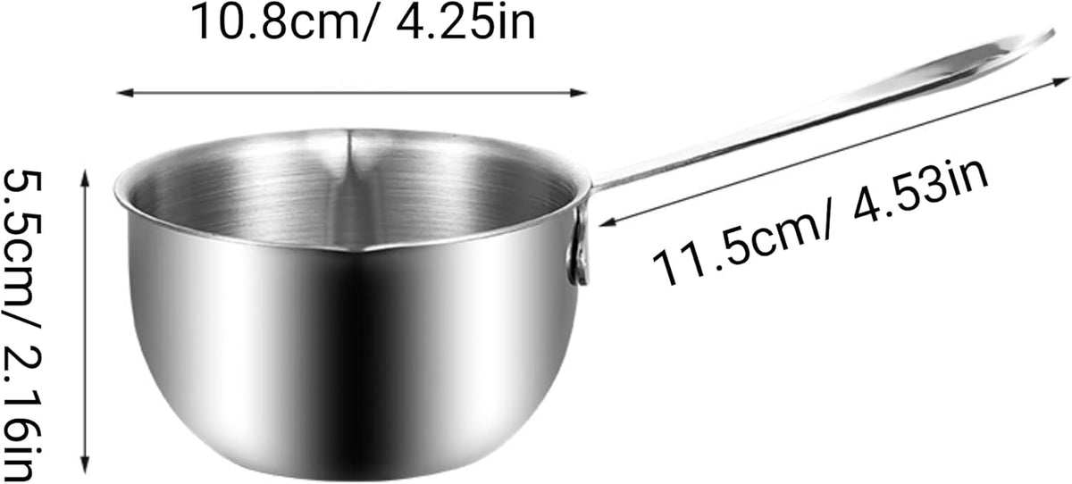 Stainless Steel Butter Warmer, Milk Warmer Pot with Pour Spouts Mini Chocolate Melting Pot for Coffee Tea Soup Warming