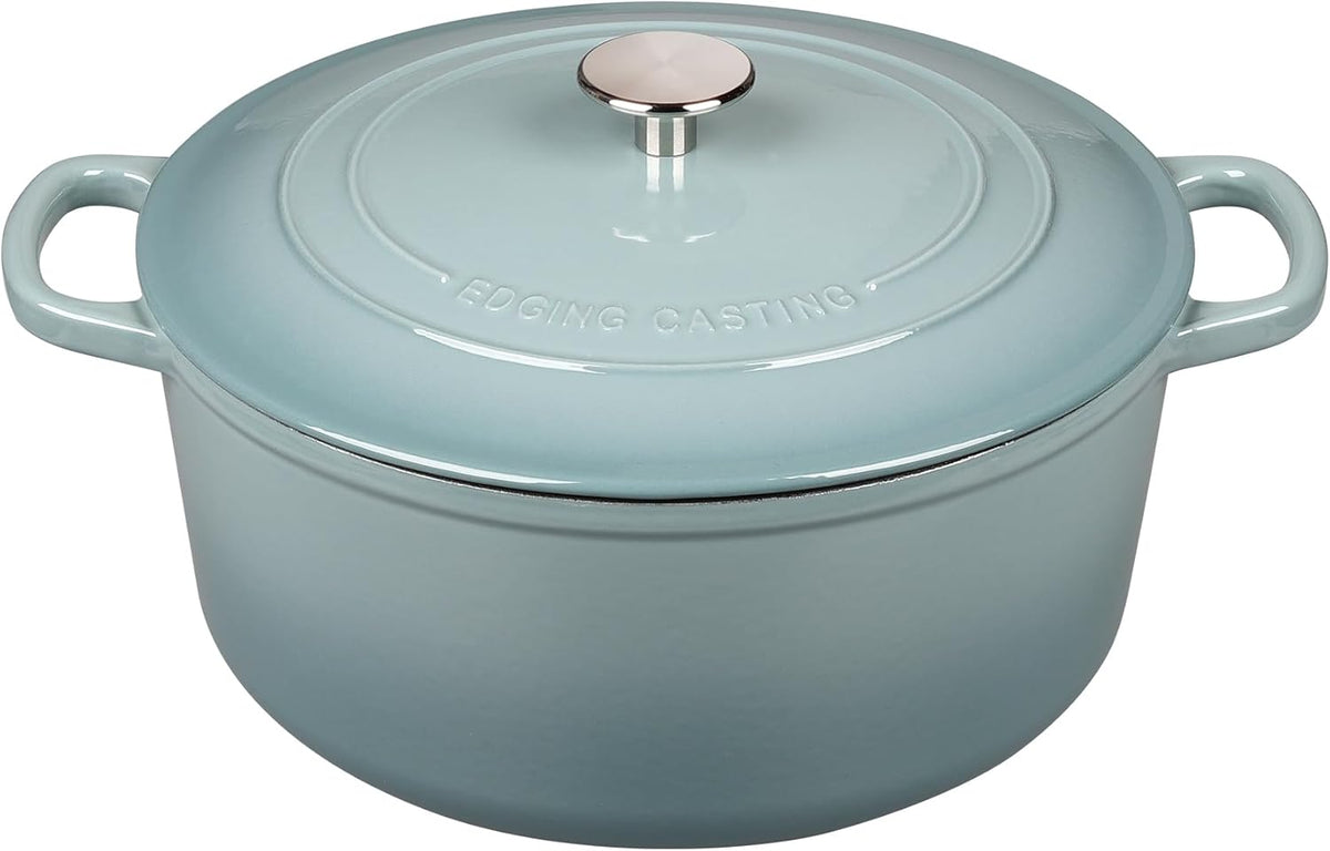 Enameled Dutch Ovens Cast Iron Dutch Oven Pot with Lid for Bread Baking, Cook, Dual Handle, 5.5 Quart, Seasalt
