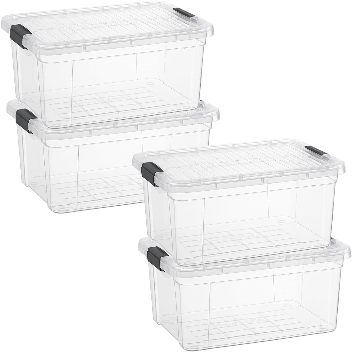 Superio Clear Storage Boxes with Lids, 20 Quart Plastic Container Bins for Organizing, Stackable Crates, BPA Free, Non Toxic, Odor Free, Organizers for Home, Office and Dorm, 4 Pack