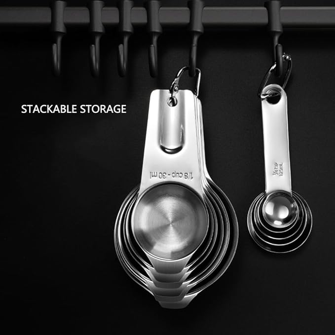 Measuring Cups and Spoons Set Heavy Duty 304 Metal Stainless Steel Measuring Cup Spoon Kitchen Gadgets for Cooking Baking (Set of 17)
