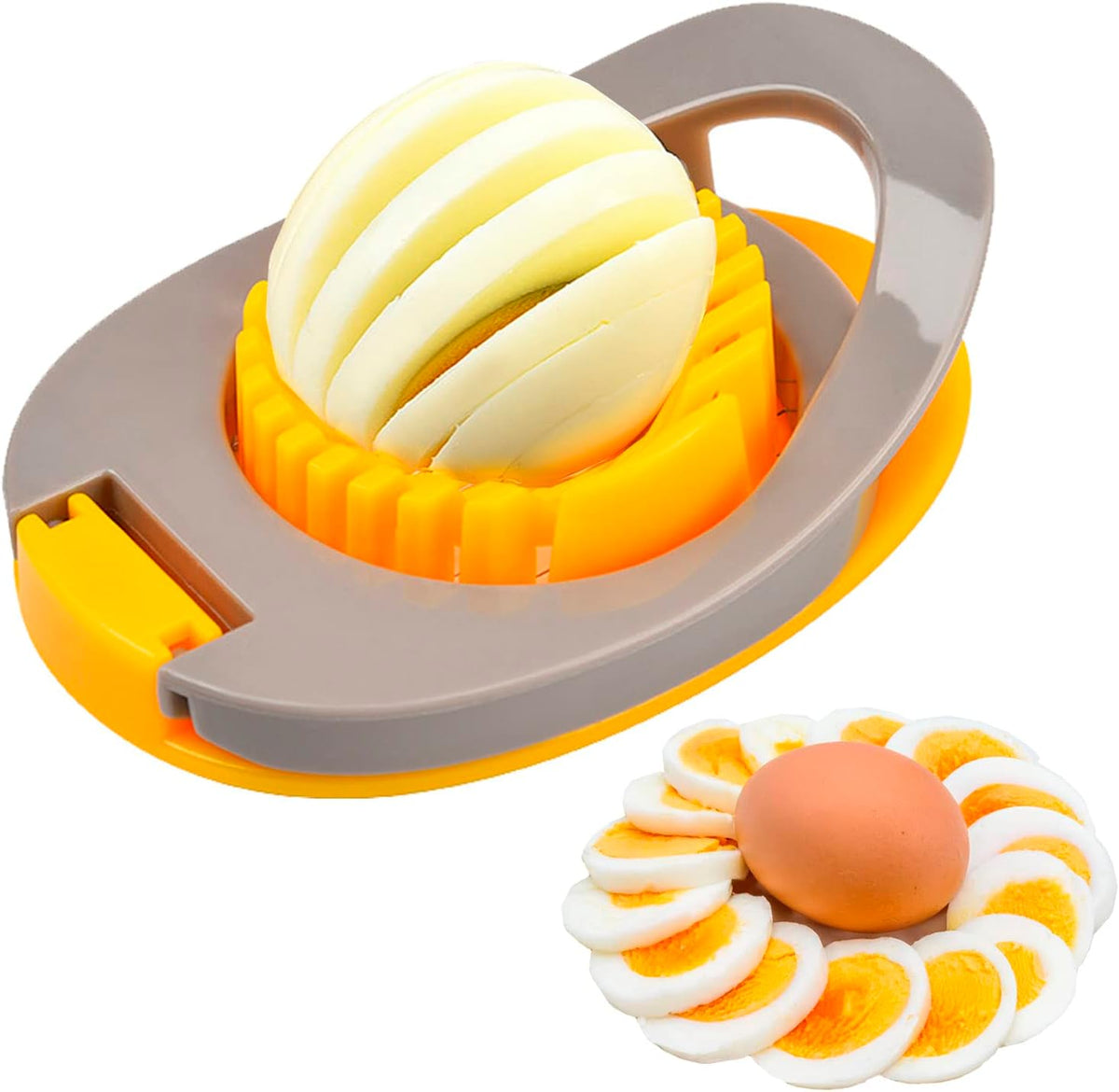 Egg Slicer for Hard Boiled Eggs, Egg Cutter Strawberry Slicer, Heavy Duty Stainless Steel Wire Egg Cutter for Hard Boiled Eggs/Soft Fruits/Butter/Mushroom by Meboltpan (Yellow)