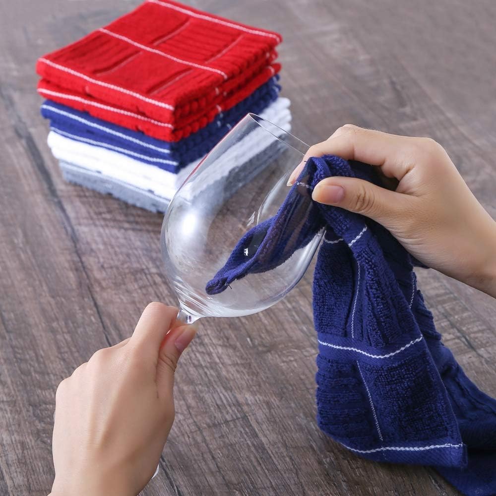 Glynniss Kitchen Dish Cloths for Washing Dishes, Cotton Dish Rags for Drying Cleaning, Pack of 8 Dishcloths (red, 12x12 inches)