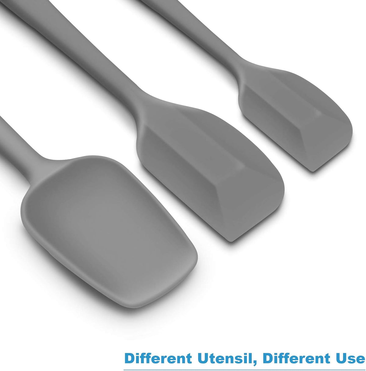 Silicone Spatula 3-piece Set, Ergonomic Handle High Heat-Resistant Spatulas, Non-stick Rubber Spatulas with Stainless Steel Core, Grey