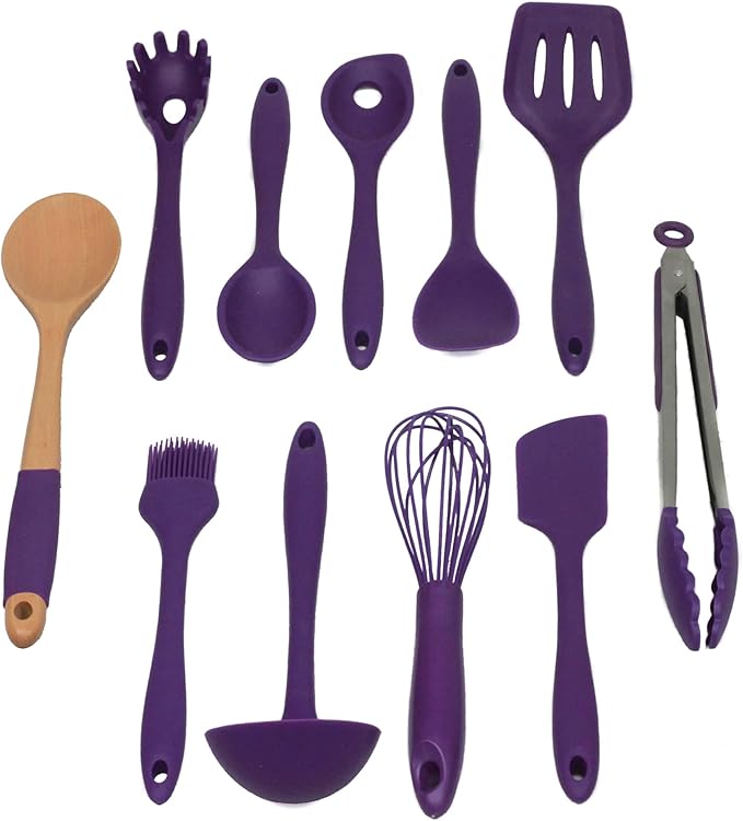 Chef Craft Premium Silicone Kitchen Tool and Utensil Set, 11 Piece, Purple