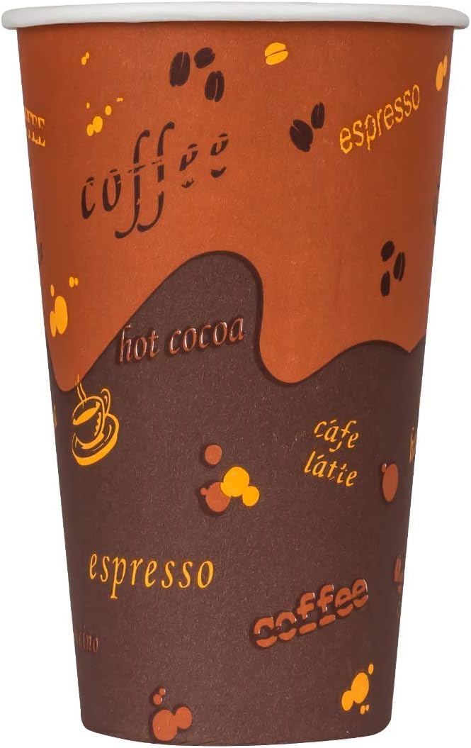 Karat 16 oz Paper Hot Coffee Cups [1000 ct] Disposable, Leak-Resistant Double Poly-Lined Cups for Hot Beverages, 90mm (C-K516)