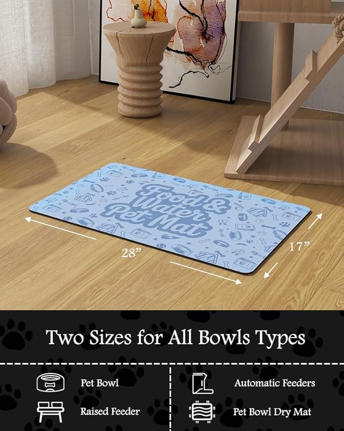 Pet Feeding Mat-Absorbent Dog Mat for Food and Water Bowl-No Stains Quick Dry Water Dispenser Mat-Dog Accessories Pet Supplies-Bowl for Messy Drinkers（Words,17"x28"
