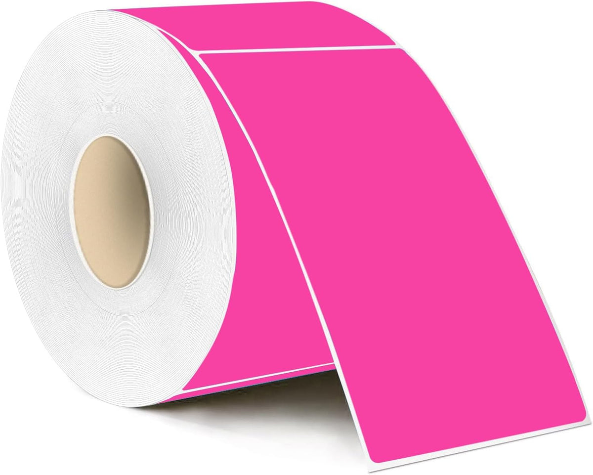 STARLIBOO 3"X5" Rectangle Neon Colored Labels, Removable Moving Labels for Boxes, Permanent Warehouse Moving Stickers Square Label (250Labels, Fluorescent Rose Red)