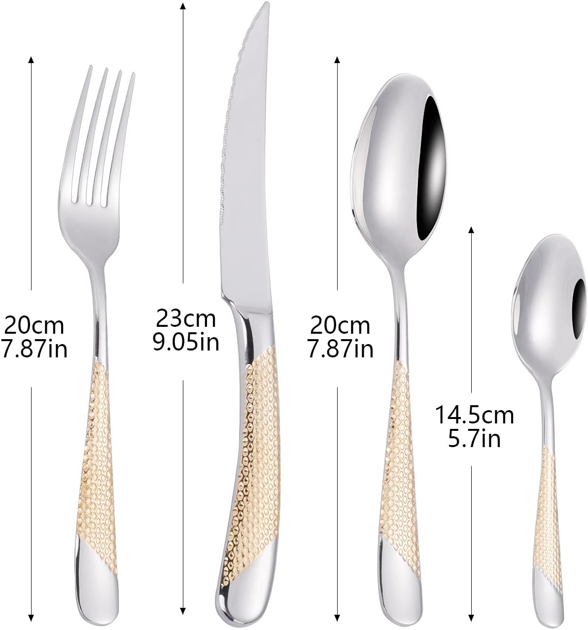 16 Piece Silverware Set,Stainless Steel Flatware Set Spoon and Fork Set for 4,Kitchen Utensil Cutlery Set Mirror Finish Dishwasher Safe Gift Package (gold)
