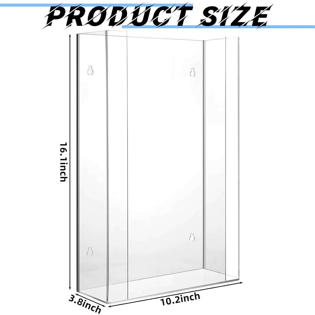 Weysat Wall Mounted Acrylic Glove Box Holder Double Dispenser Floating Glove Box Organizer Storage Rack for 3 Boxes for Kitchen Cleaning Closet Lab Exam Office (16.1 H x 10.2 W x 3.8 D)