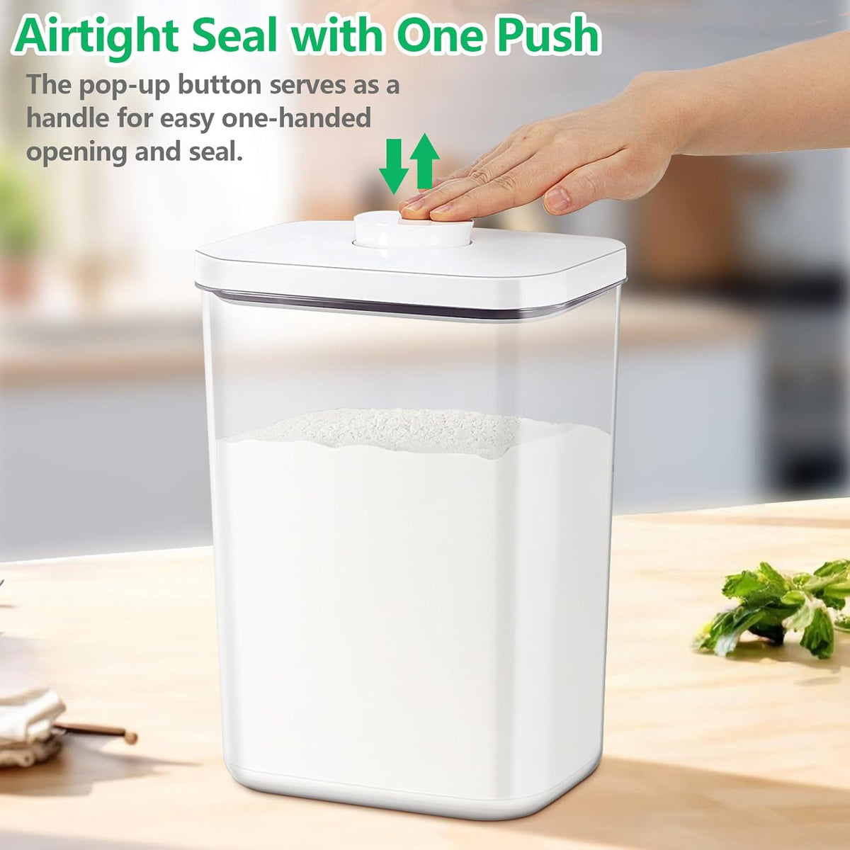 Airtight Flour Rice Storage Container with Pop-up Lid - 6 Qt | 11 Lbs Crystal-Clear Plastic Bread Container, Tall and Slim Storage Bin Fit for Kitchen Pantry Organization