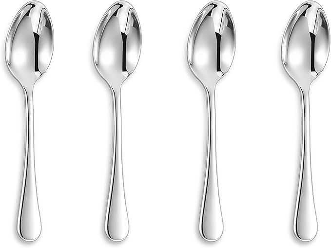 KEAWELL Premium Verona 4-Piece 5.9 inch Spoon Set – 18/10 Stainless Steel, Heavy-Duty Mirror-Finished Flatware for Daily Meals, Hosting and Special Occasions (4, Small Spoons)