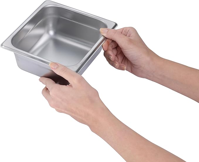 BIRDROCK HOME Stainless Steel Steam Table Pan - Hotel, Restaurant & Catering Supplies - 24 Gauge Steel, 1.2 qt Capacity - Meal Prep, Cooking, & Food Storage Container - 2.5" Depth, 1/6-Size (6 Pack)