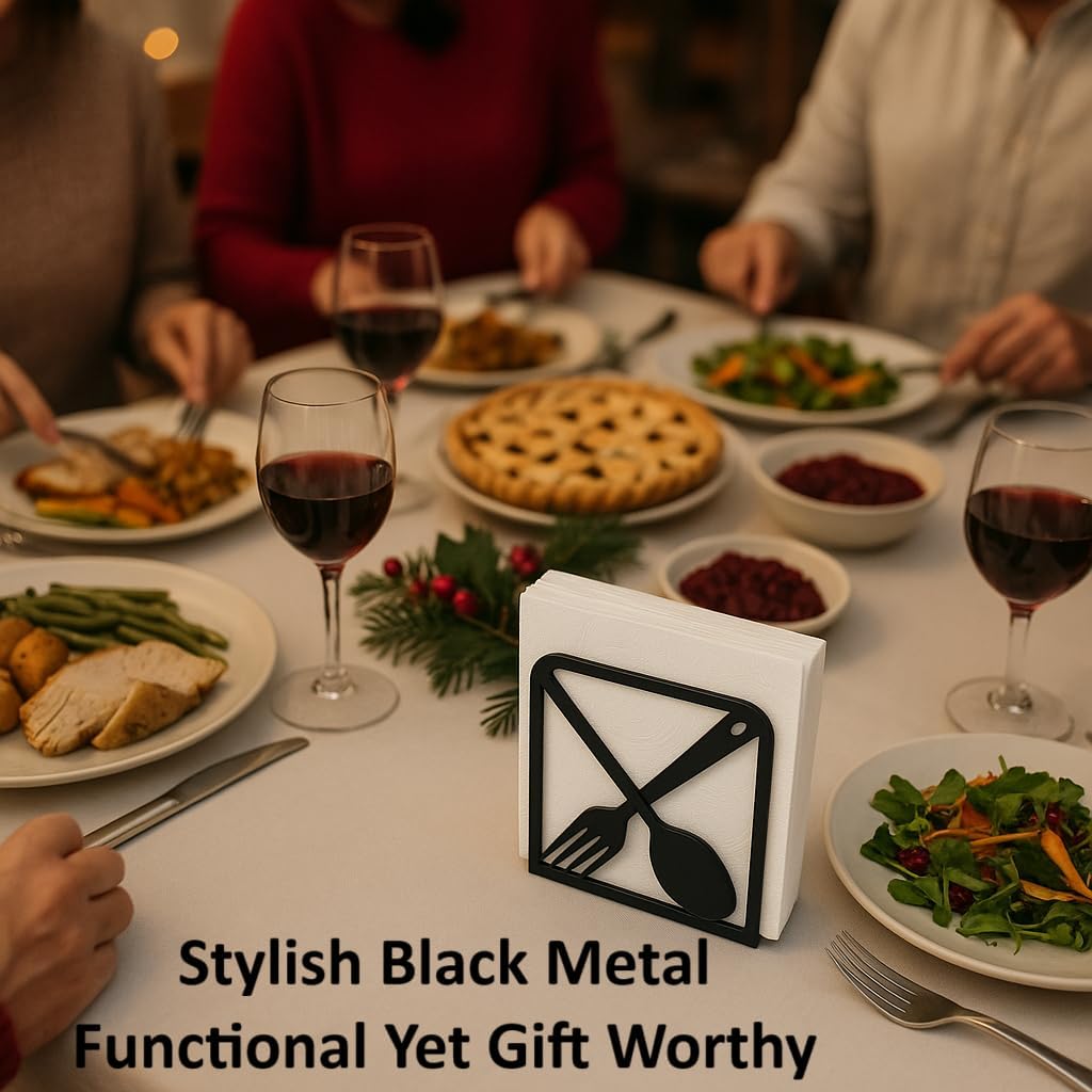 2-Pack Decorative napkin holder for table & coffee filter holder Set – Black coffee napkin holder – Fits Standard Napkins & coffee filter size #2 & #4