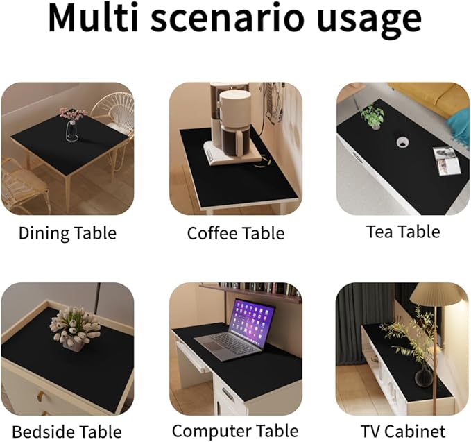 Table Protector Mat - 26x54 Inch Waterproof Easy to Clean Can Conceal Flaws Protector The Table Top from Scratches Used for Coffee Table (Black+Black 26x54)