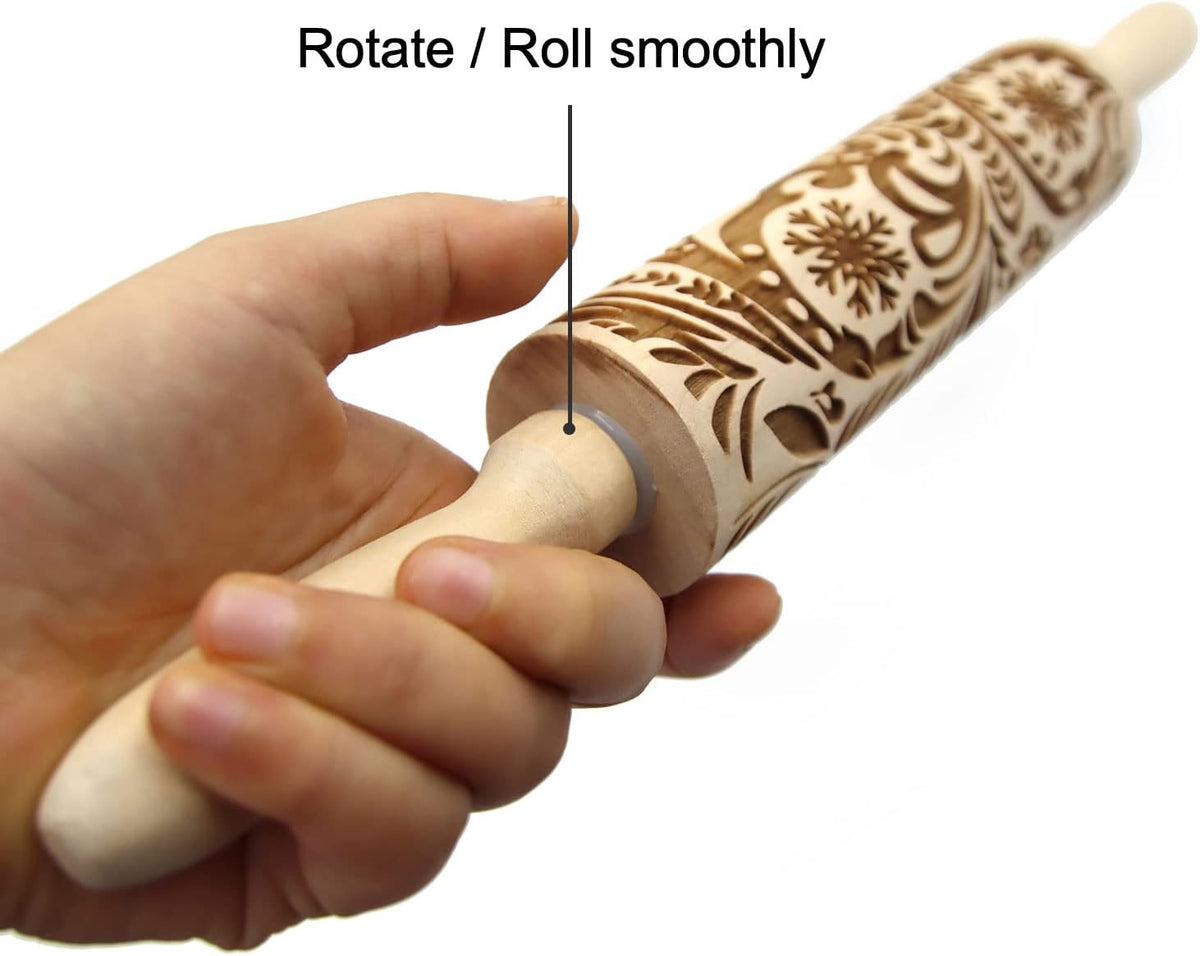 Embossed Wisteria 1 Rolling Pins - Patterned, Flower, Engraved, 3D for Wedding, Holiday, Christmas, Mother, Friends