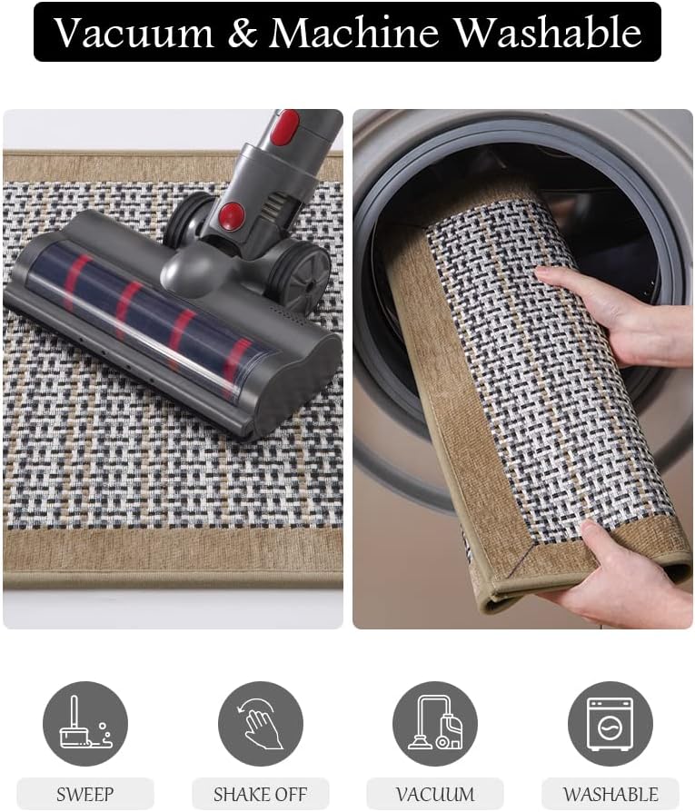 PADOOR Kitchen Mats for Floor, Kitchen Rugs Non Slip Washable, Rubber Backed Kitchen Runner Super Absorbent Kitchen Floor Mat Sink Rug, 25”x59” Brown