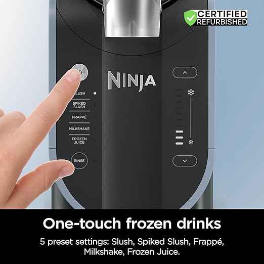 Ninja FS301 Professional Maker with RapidChill Technology, 88 oz Drink & Slushie Machine, 5 Preset Programs, Frozen Margaritas, Frappés, and More, Premium Accents, Black (Renewed)