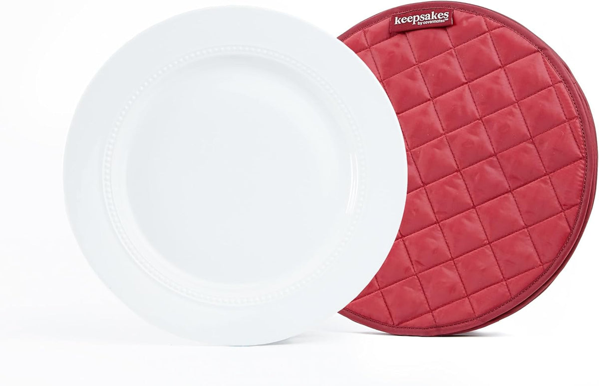 Covermates Keepsakes - Quilted Divider Set - Set of 4 - Scratch & Breakage Protection - Stain Resistant - Machine Washable - China Storage, Red