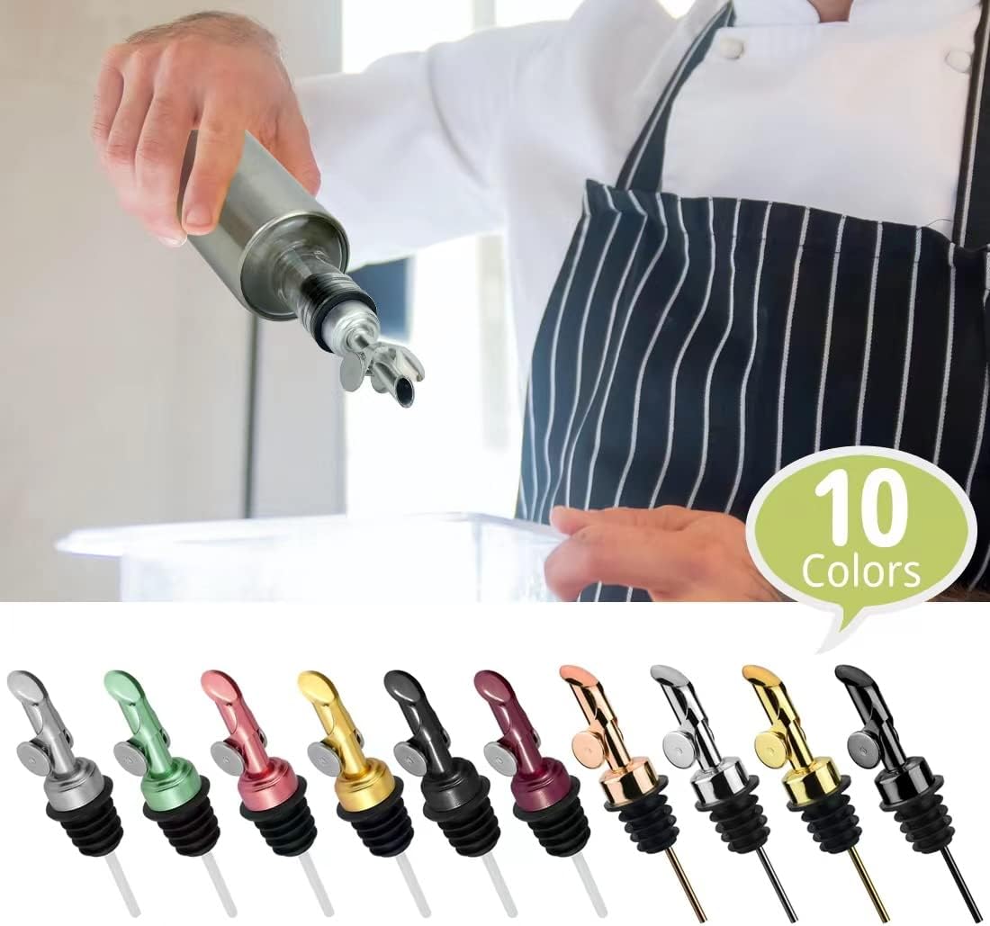 MEETSWEET Olive oil dispenser nozzle, pouring nozzle, 304 stainless steel automatic opening and closing nozzle, suitable for olive oil, vinegar, wine, and other liquid bottles (304 silver)…