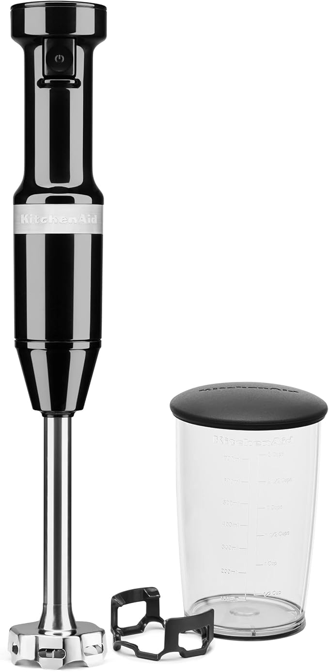 KitchenAid 9-Speed Digital Hand Mixer with Turbo Beater II Accessories and Pro Whisk - Onyx Black & Variable Speed Corded Hand Blender KHBV53, Onyx Black