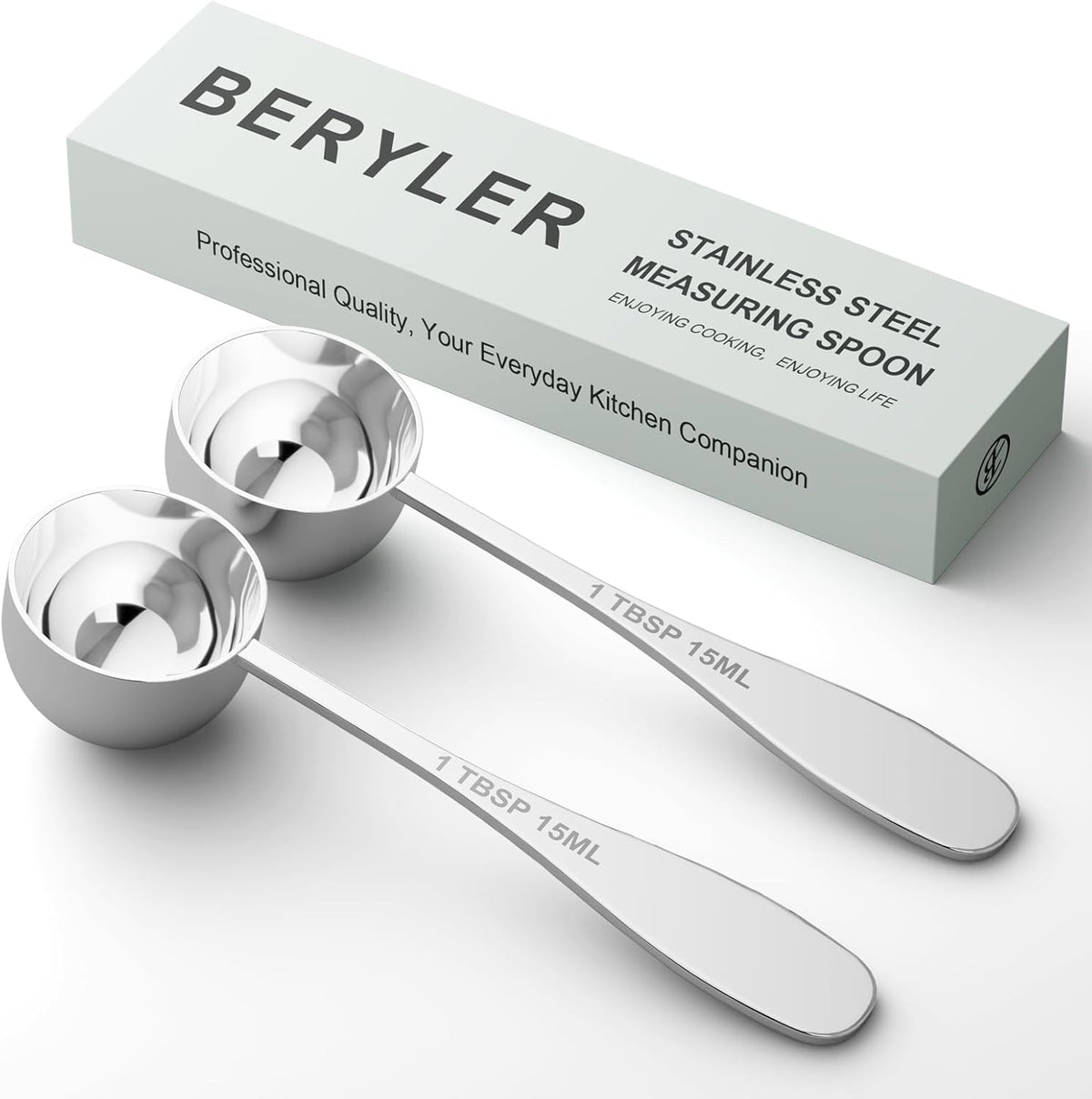 2PCS 1tbsp(3tsp, 15 ml) Single Measuring Spoon, Stainless Steel Individual Teaspoon, Metal Measure Scoop with Gift Box