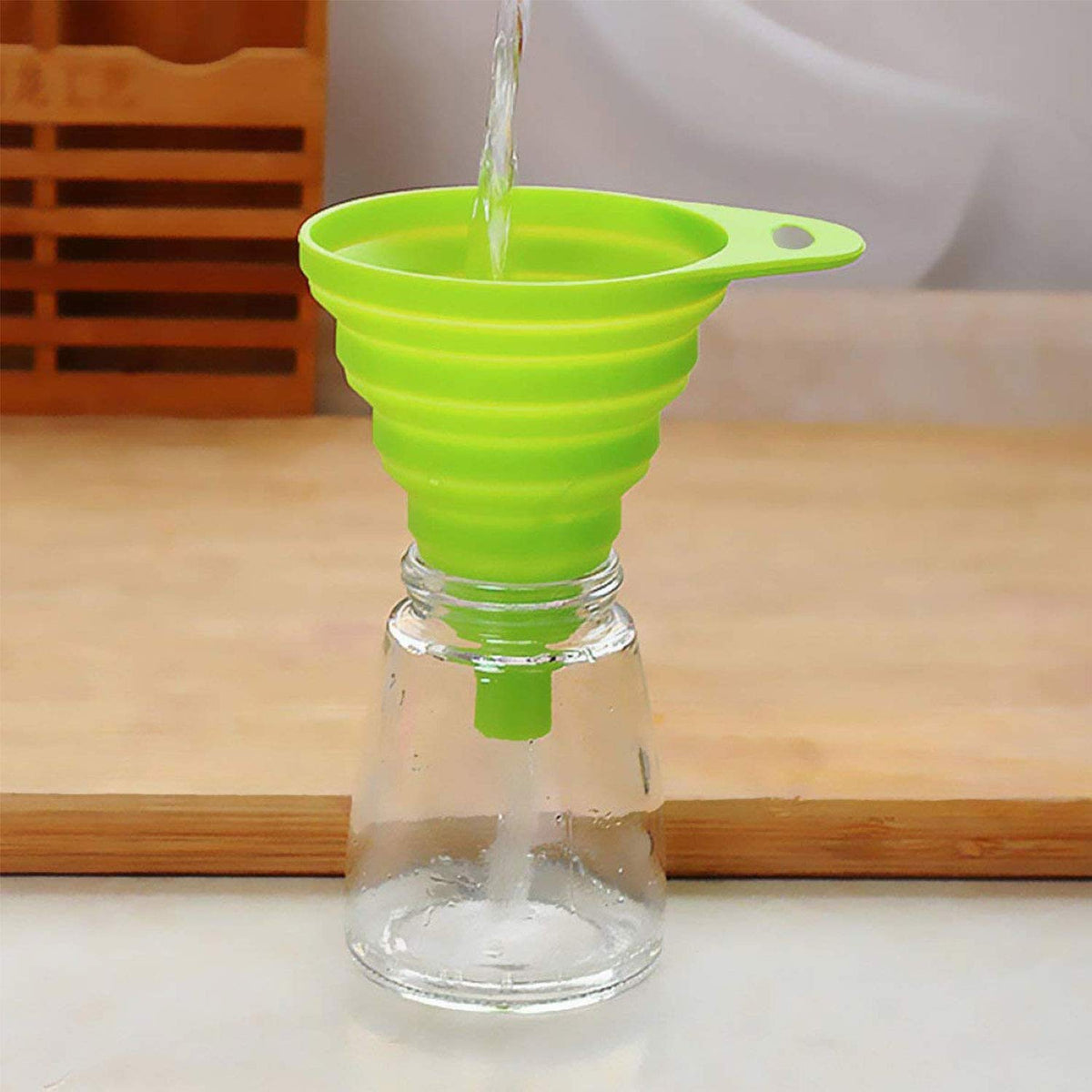 Funnels for Kitchen Use, Food Grade Silicone Collapsible Kitchen Funnel (Green)
