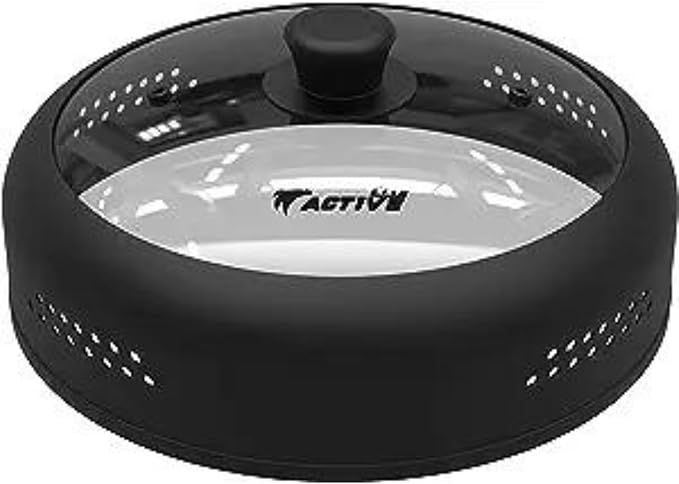 Microwave Cover for Food, Silicone and Glass Splatter Guard Lid for 6–7–8–9-10-11-12 inch Plates & Bowls. By EZY ACTIVE.