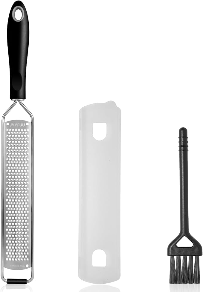 Premium Lemon Zester Grater,Kitchen Tool for Parmesan Cheese, Lemon, Ginger, Garlic, Nutmeg, Chocolate, Vegetables, Fruits,Sharp Stainless Steel Blade,Dishwasher Safe (Black)
