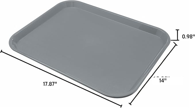 Carlisle FoodService Products Cafe Plastic Fast Food Tray, 14" x 18", Slate, (Pack of 12)