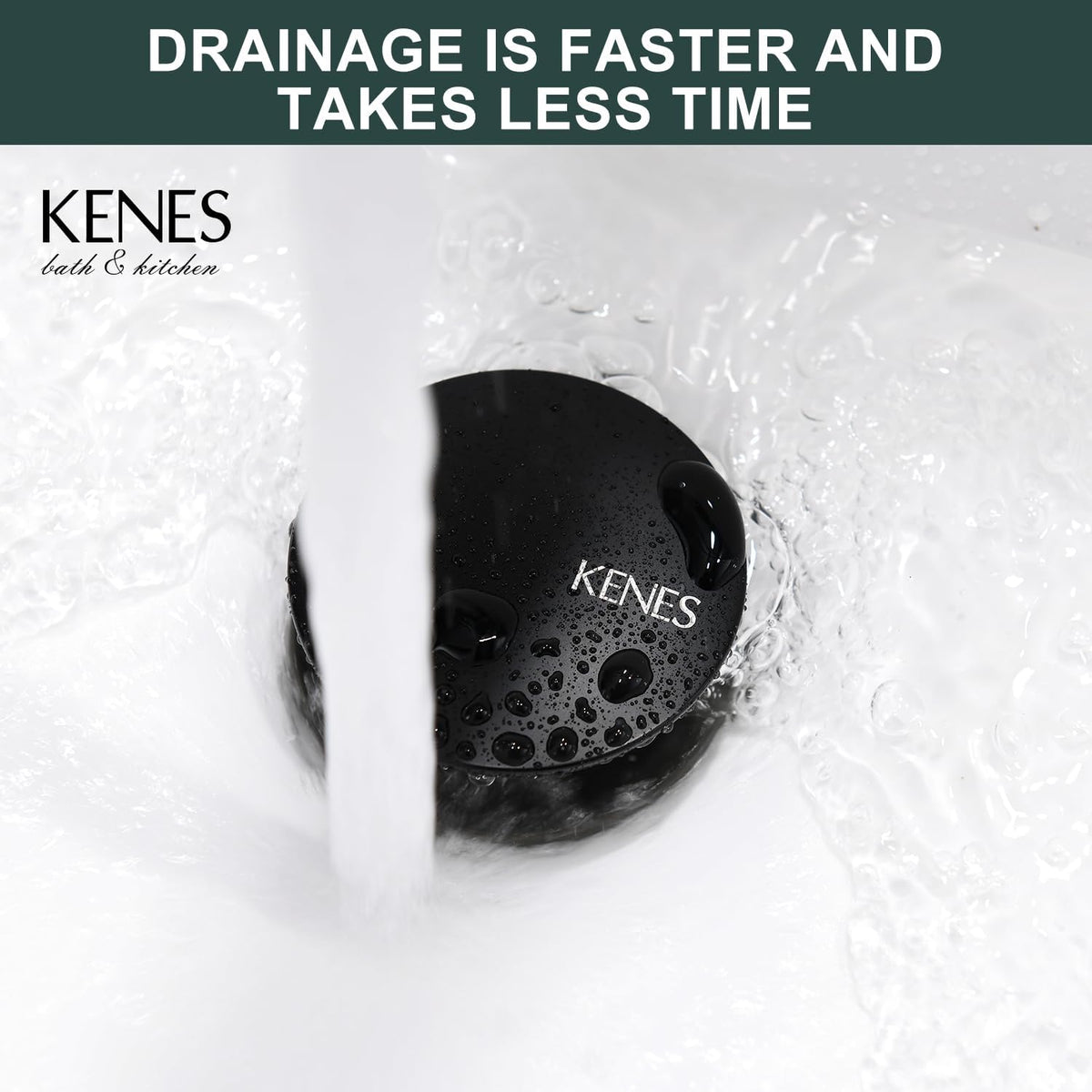 KENES Pop Up Bathroom Sink Drain with Overflow, Matte Black Pop Up Drain Stopper Anti Clog Pop Up Drain Stopper Lavatory Bathroom Vanity Sink Drain