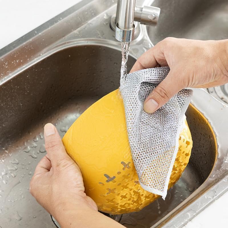 2025 New Multipurpose Wire Dishwashing Rags, Wet and Dry, Metal Scrubbing Pads Sponge Cloths Towels, Non-Scratch Wire Rags for Home Kitchen Dishes, Sinks, Pack of 10