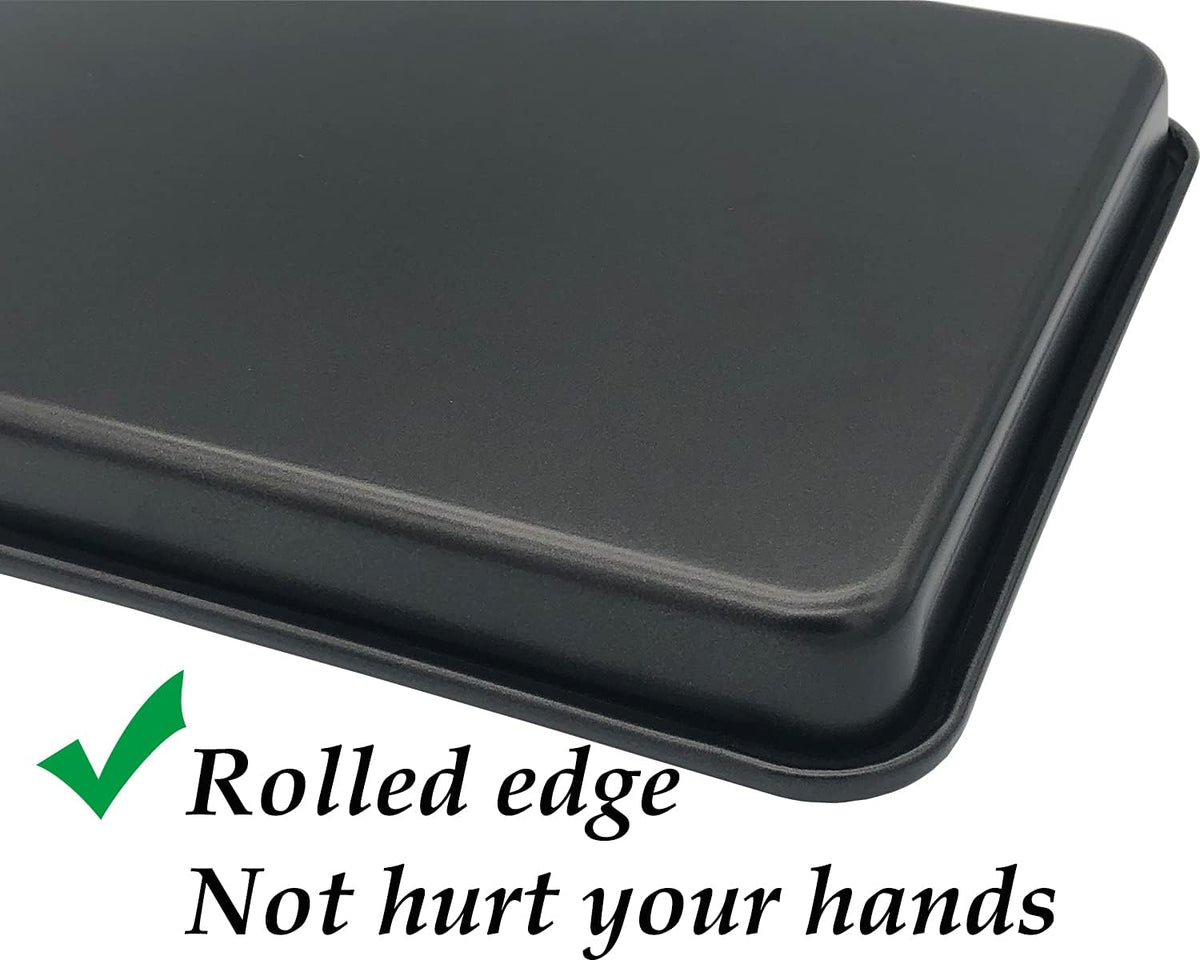 Small Cookie Sheets 11X9 Inch 2Pcs Mini Baking Pan Toaster Oven Tray Nonstick Thicken Brushed Carbon Steel Magnetic No Warp 1 to 2 Person Bakeware By HYTK