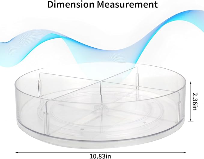 2 Pack Lazy Susan, 10.5 Inch Lazy Susan Organizer, 360 Degree Swivel, for Kitchen, Pantry, Refrigerator, Bathroom and Vanity Countertops (Clear) (2P-10.5 Inch)