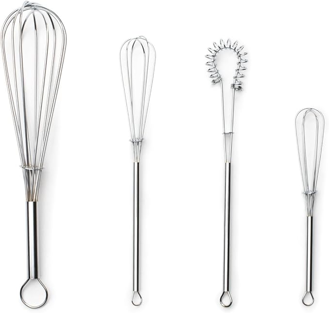 Fox Run Mini Whisks, Chrome Plated, Set of 4, Metallic, 8 x 2 x 1.75 inches