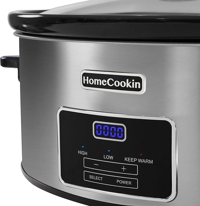 8-Quart Digital Programmable Slow Cooker with Timer - Small Kitchen Appliance for Family Dinners - Serves 10+ People - Heat Settings: Keep Warm, Low and High