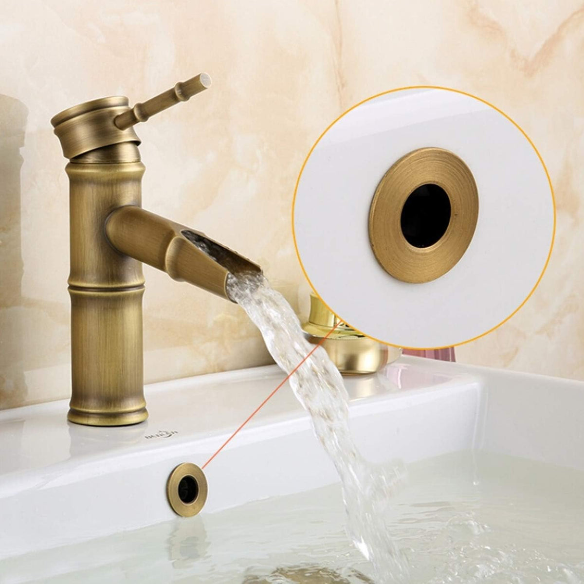 Sink Basin Trim Overflow Cover Brass Insert in Hole Round Caps Antique Brass 2 PCS
