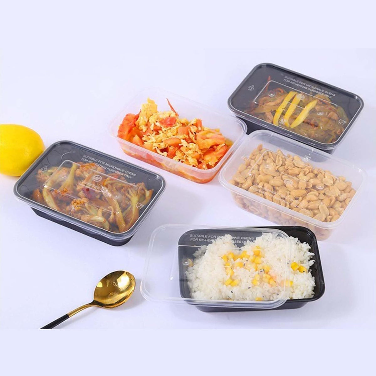 100pc 24 Oz Meal Prep Containers disposable, Plastic Food Take Out Containers With Lid, Take Out Containers Disposable, Reusable food storage containers,Microwave Freezer Dishwasher Safe