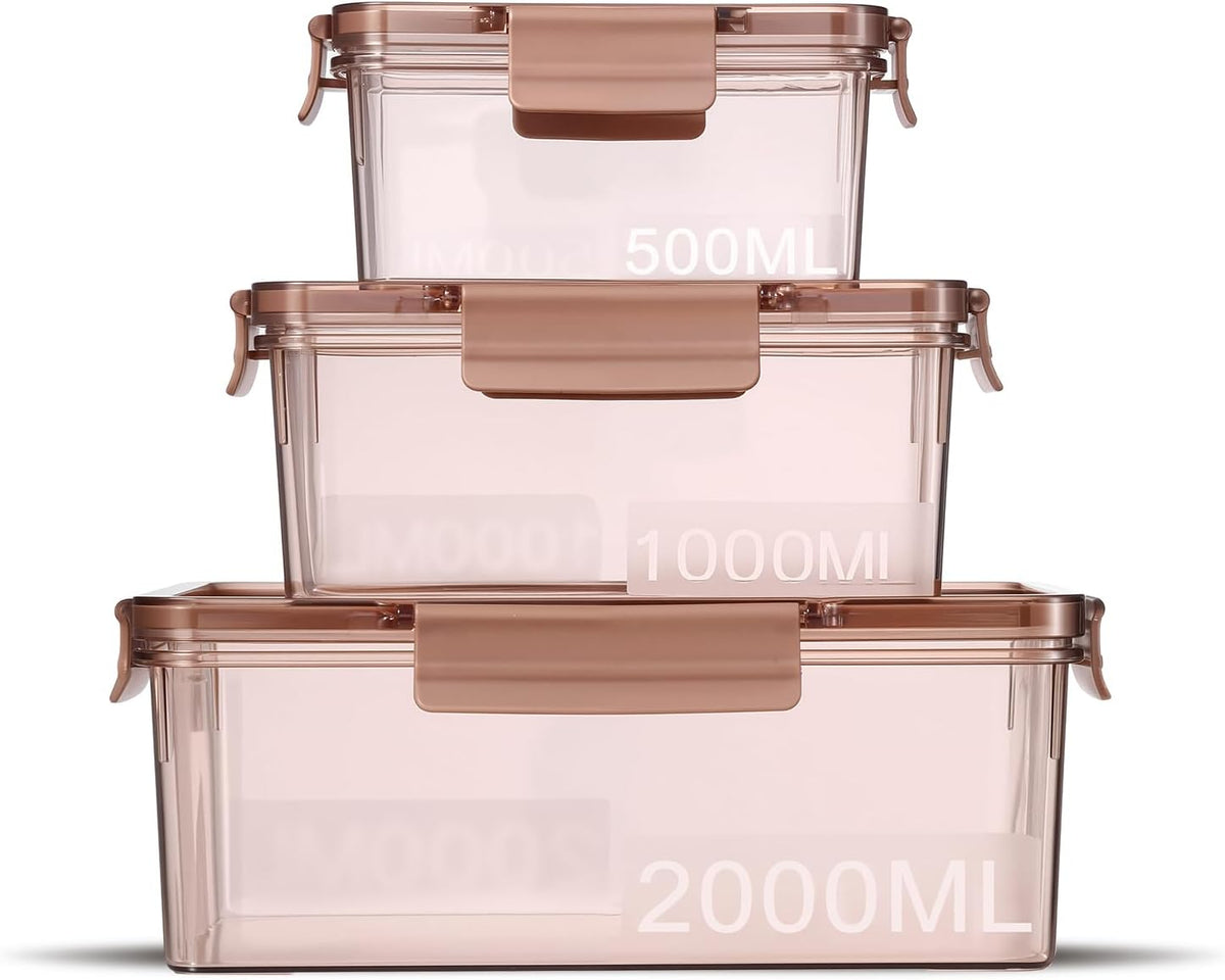 Eclirgan Freezer Storage Containers,Reusable Food Containers Set with BPA Free/Airtight,Clear Food Storage Set with Lock/Lids for Salad/Fruit(0.5/1/2 QT)