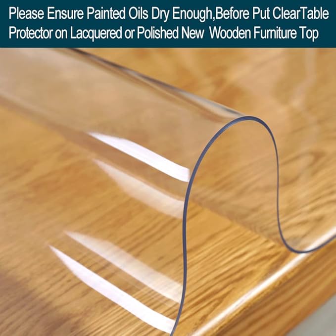 Wadrac Rectanglar Clear Table Protector Plastic PVC Glass Tablecloth Protective Cover Pad Tabletop Wooden Furniture Screen Top Dinner Coffee Table Protector Glass Vinyl Cover Mat Wipeable 42x54