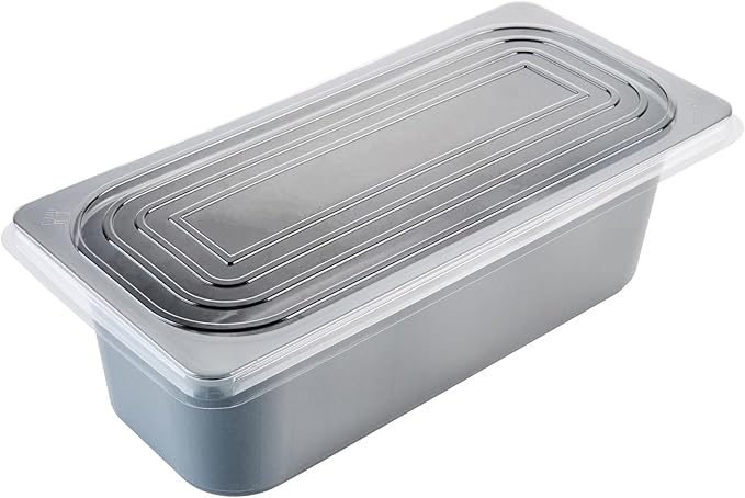 Restaurantware-RW Base 5 Quarts Ice Cream Containers, 25 Rectangle Disposable Containers - Durable, With Clear Lid, Black Plastic Box, For Ice Creams, For Cafes
