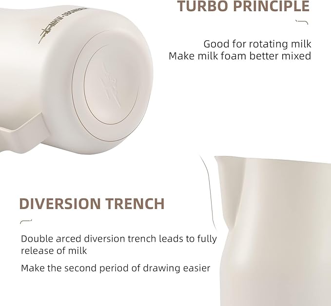 MHW Bomber 450ml/15.2oz Milk Frothing Pitcher - Stainless Steel Espresso Steaming Pitcher - Barista Latte Art Round Spout Milk Jug P6006W
