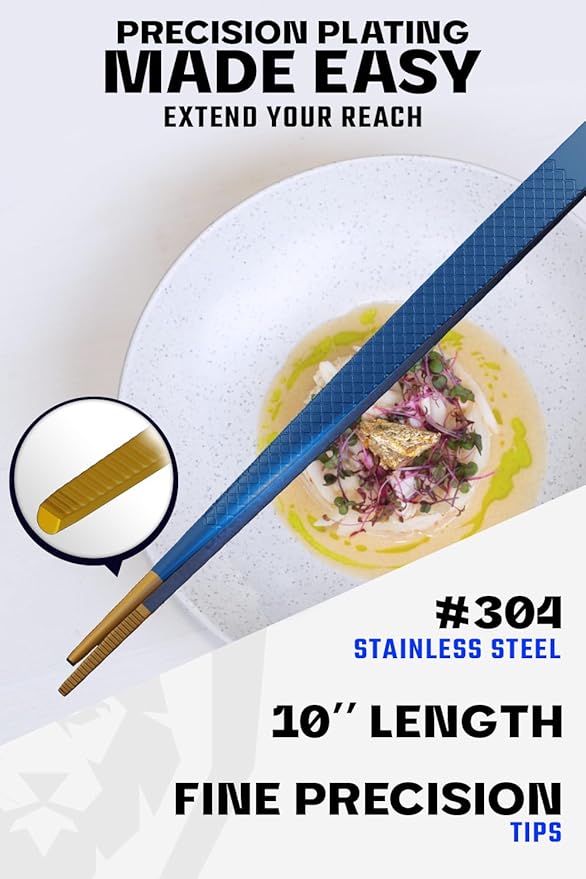 Dalstrong Chef Tweezers Professional Kitchen Tongs-10 high-precision Tweezer Tongs for Cooking - Stainless Steel Blue w/vTitanium Coating-BBQ, Plating, Multi-use