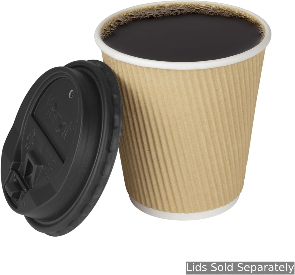 Karat 8 oz Ripple Insulated Coffee Cup [500 Count] Disposable Paper Hot Cup, Sturdy and Leak Proof, 80mm, No Lids