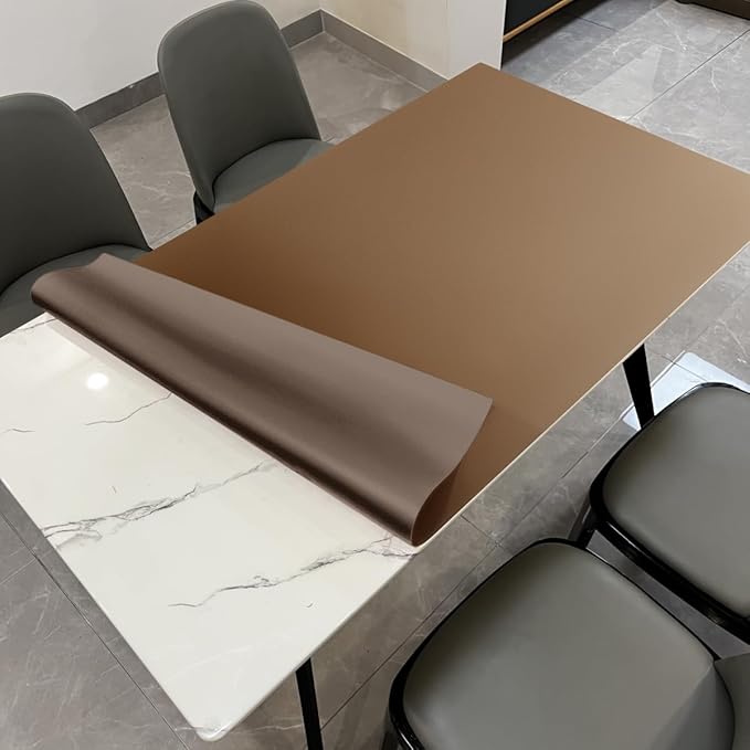 Table Cover Rectangle for Dining Room Table - Can Be Used On Both Sides Waterproof and Easy to Clean Good Flatness Used for Dining Table(Mud Color+Champagne Gold 44x96)
