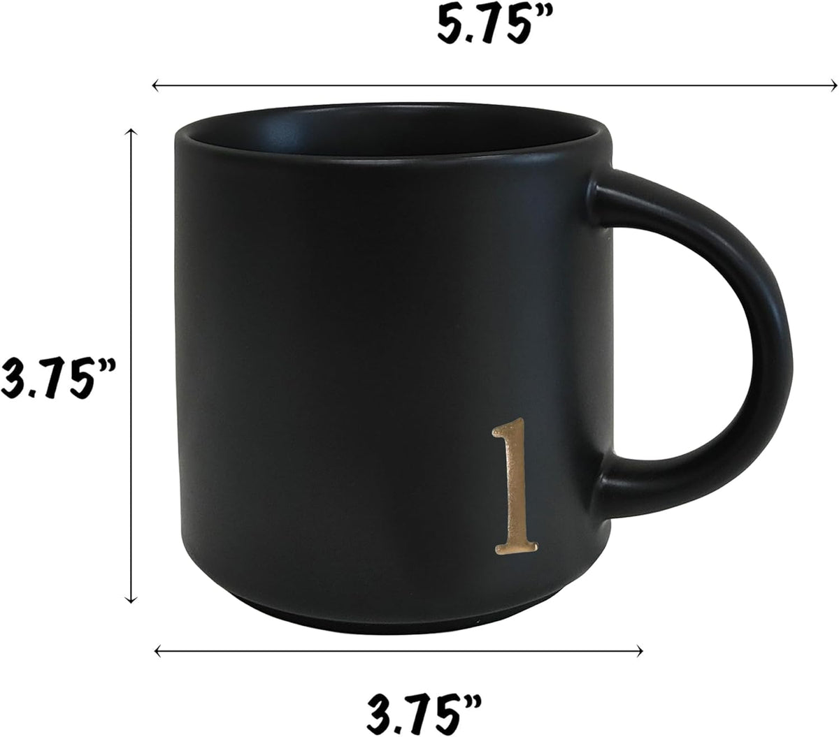 COLLECTIVE HOME - Black Monogram Ceramic Mugs, 15 oz Golden Initial Coffee Cups, Elegant Alphabet Tea Mugs, Personalized Halloween Mug with Gift Box, Perfect for Office and Home Décor (l)