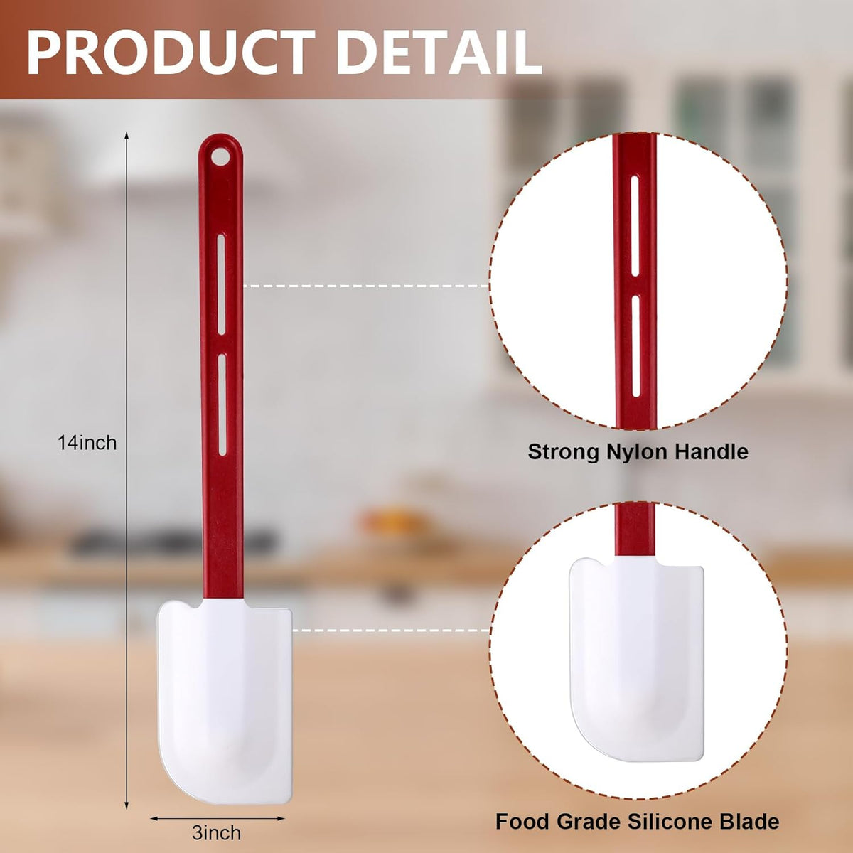 Norme 4 Pcs High Temp Silicone Spatulas Heat Resistant Rubber Spatula Commercial Silicone Scraper with Handle for Kitchen Cook Baking Mixing Utensil, Dishwasher Safe (14 Inch)