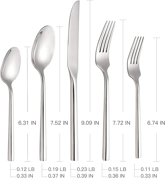 Hand Forged Stainless Steel Flatware Set Silverware Set Cutlery Set Hexagon Handle 5 Pieces Service for 1