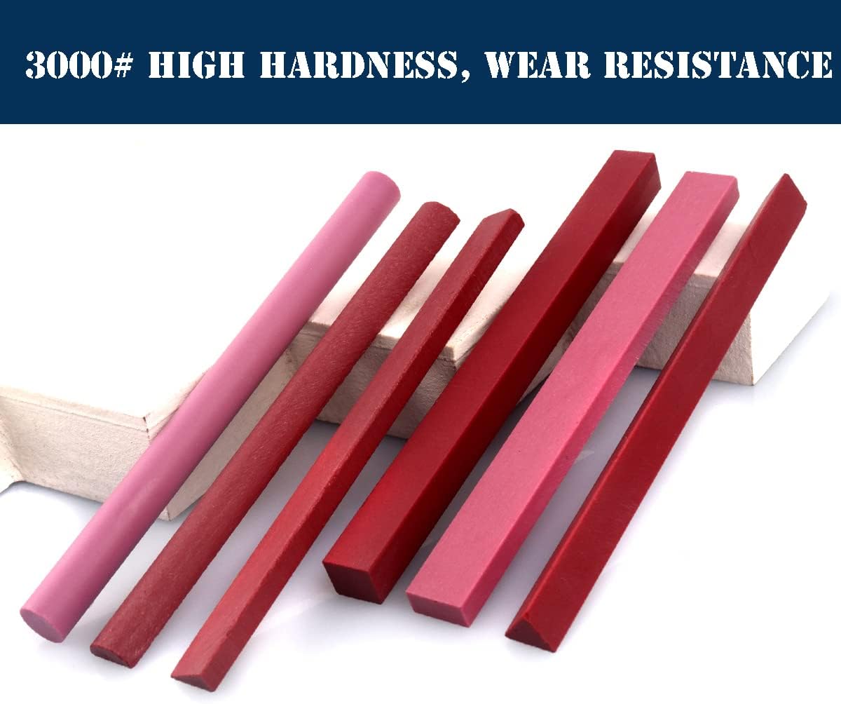 Sharpening Stone Set, 6pcs 3000# Ruby Whetstone Kit Small Fine Polishing Sharpener Stone for Sharpen Chisel Gouge,Knife and Bladed Cutting Tools, Variety of Shapes[Length:100mm(3.94Inch)]