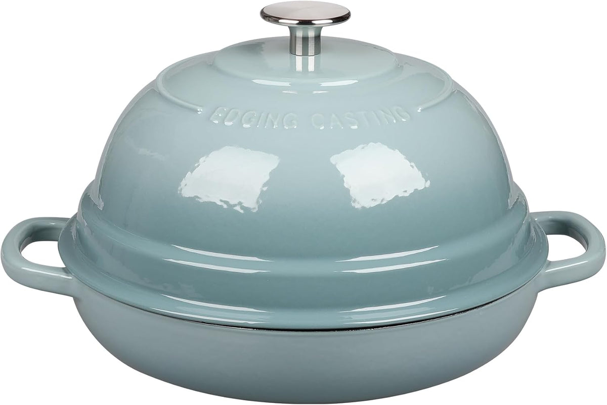 Enameled Cast Iron Dutch Oven Pot with Lid, Round Bread Oven for Homemade Sourdough Bread Baking, 6 Quart, Seasalt